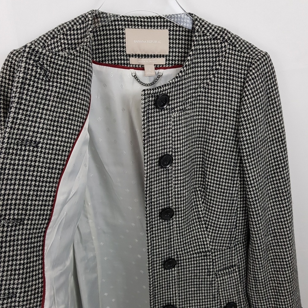 BANANA REPUBLIC Black & White Houndstooth Car Coat - Picture 7 of 7